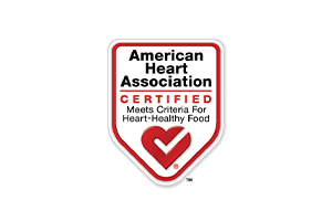 American Heart Association Certified meets criteria for heart-healthy food logo.